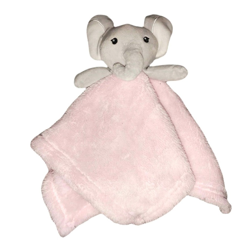 CUTIE PIE Elephant Pink Fleece Security Blanket Lovey Baby Girl Gray 15x15 Soft